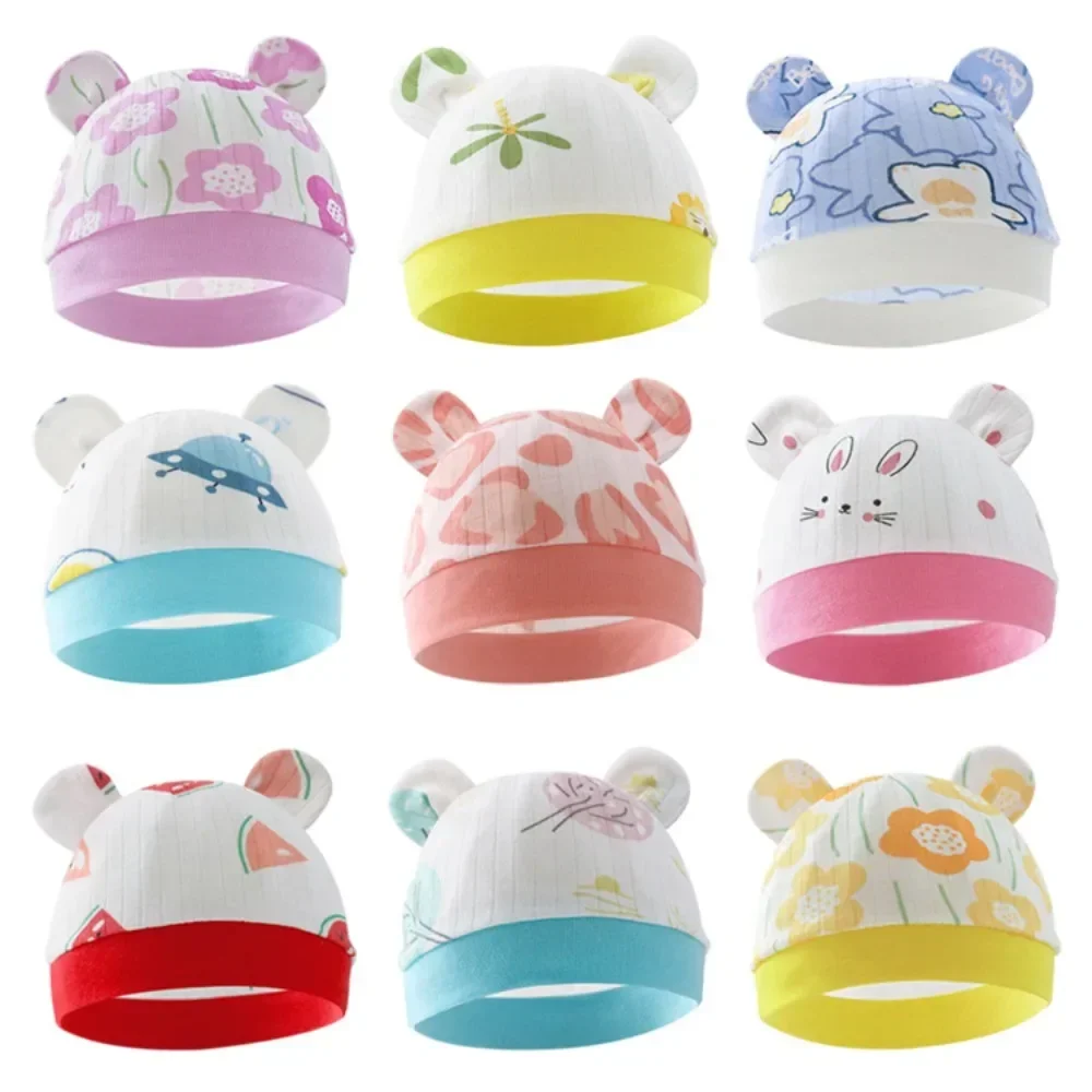 Cute Cartoon Fetal Cap Soft and Comfortable Nursery Hats 0-3Months Newborn Baby Cotton Beanie Hat Newborn Accessories