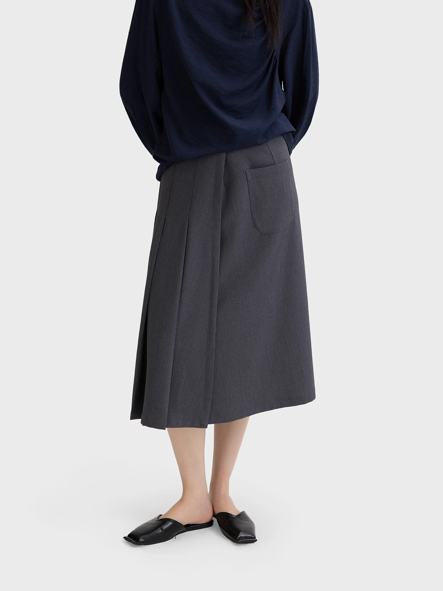 

Asymmetric Pleated Skirt High Waist Polyester Fiber Resin Cellulose Fiber Elastic Polyurethane Fiber Other Three Percent Sixt...