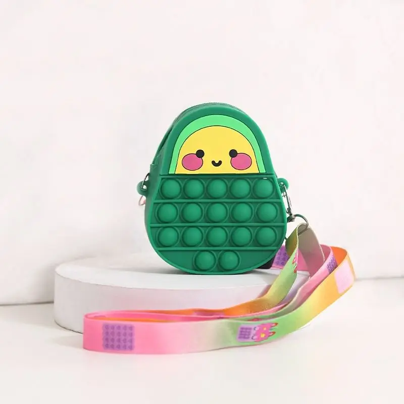 Cute Friut Bag Popite Toys Silicone Bubble Push Crossbody Bag Reliver Autism Children Handbag Coin Pouch Purse Gifts for Kids