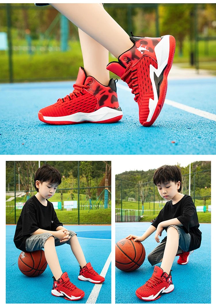 Kinder-Basketballschuhe, rutschfest, atmungsaktiv, Basketball-Trainings-Sneaker, Schnür-Basketballstiefel für Jungen und Mädchen, Sportschuhe – Detail 26