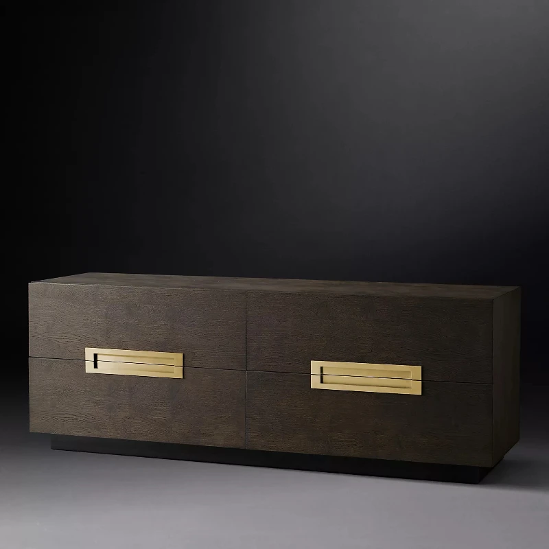 

American retro solid wood bedroom chest modern simple light luxury living room drawer cabinet foyer entrance cabinet