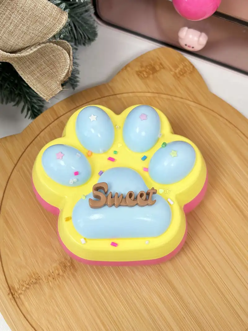 Food Grade Silicone 380g Colorful Huge Cat Paw Handmade Taba Squishy Toy