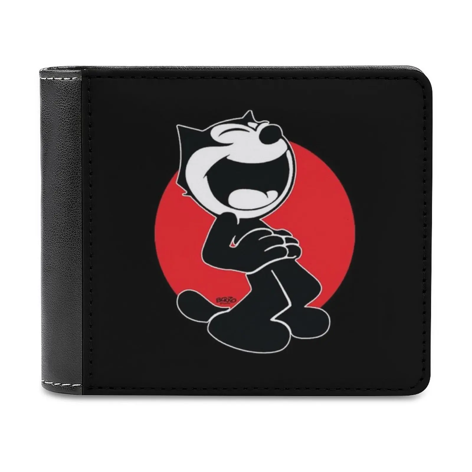 

Felix On Red T Shirt Leather Wallet Men's Wallet Diy Personalized Purse Father's Day Gift Cartoons Cat Felix Vintage