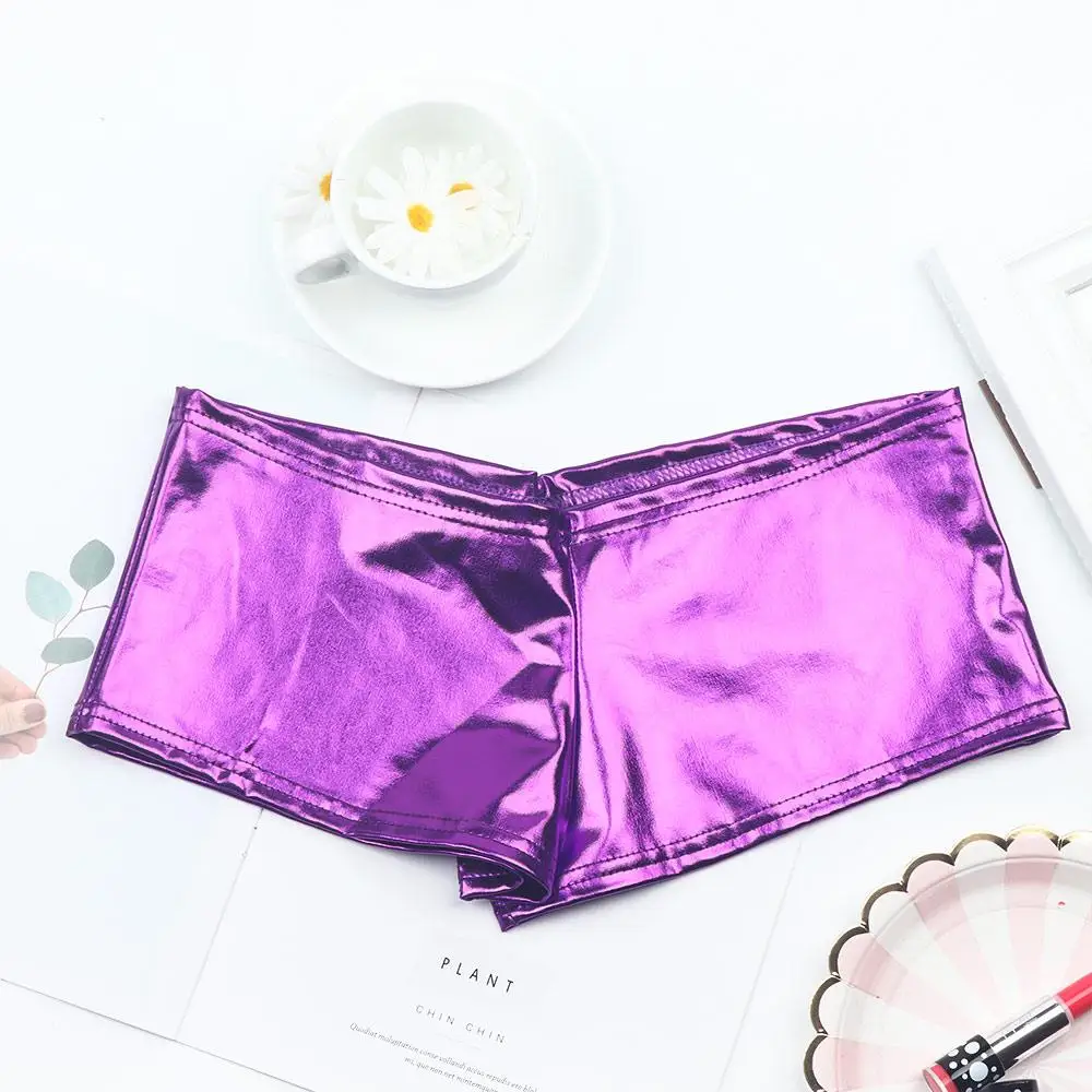 Comfortable New Fashion Dancing Briefs Lingerie for Women PVC Leather Look Thongs Boxer Panties Underwear