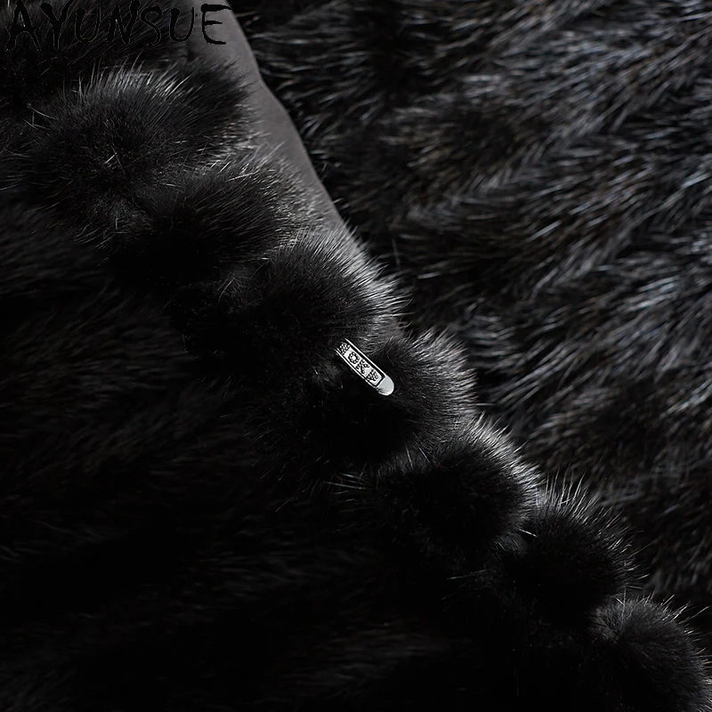 Ayunsue casaco de pele para mulher 2025 nova chegada roupas pretas mulher casaco inverno outono casual moda roupas para mulher veste hiver