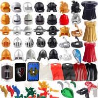 MOC Building Block Medieval Knight Roman Soldier Accessory Helmet Headwear Flame Feather Black Eagle Shield King cloak Brick Toy