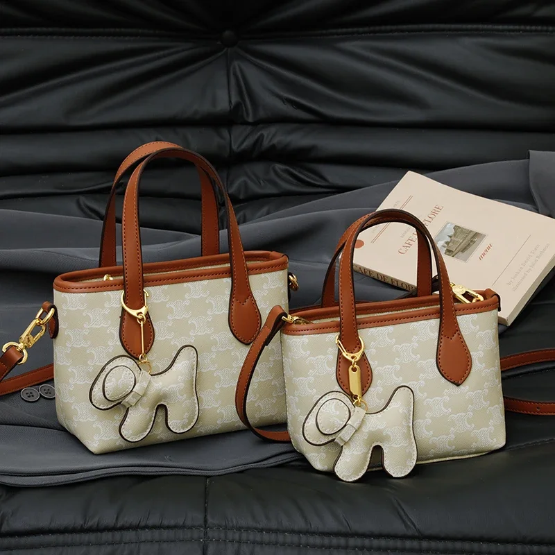 

Vintage Chic Shopper Bag - Women's Crossbody Tote With Paris Designer Letter Logo & Modern Commuter Style