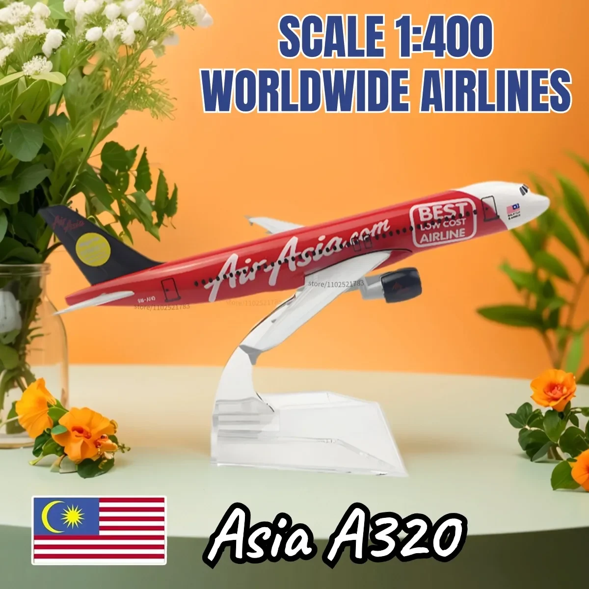1:400 Asia A320 2007 réplica de avión fundido a presión escala Boeing Airbus modelo de avión Boutique figura de aviación niños chico juguete para niño
