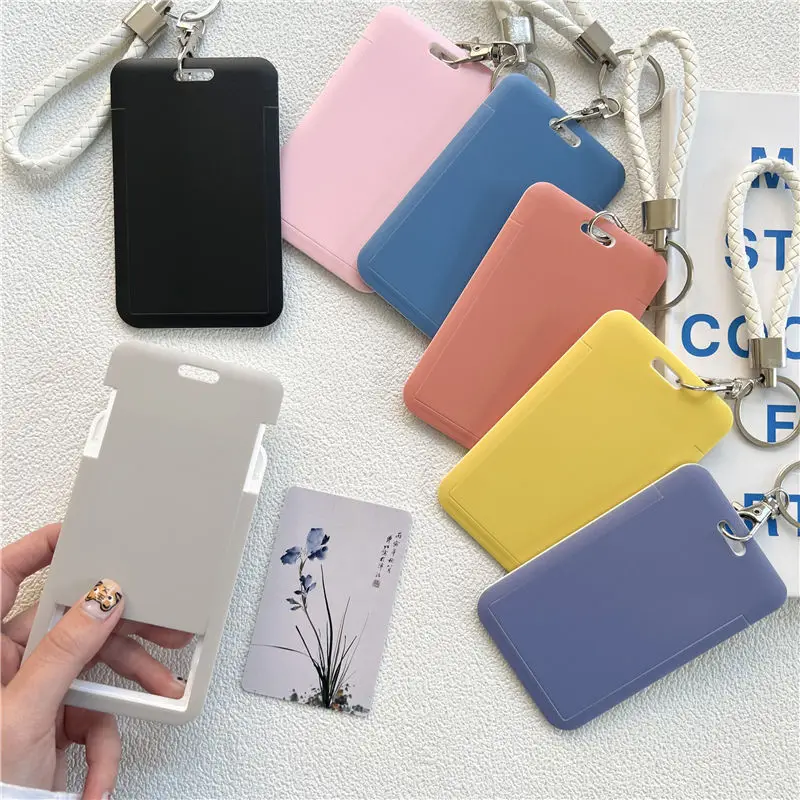 1Pc Bus ID Card Protective Cover Cases Student Meat Keyring Card Campus Access Door Credit Card Holder Key Chain Badge Holder