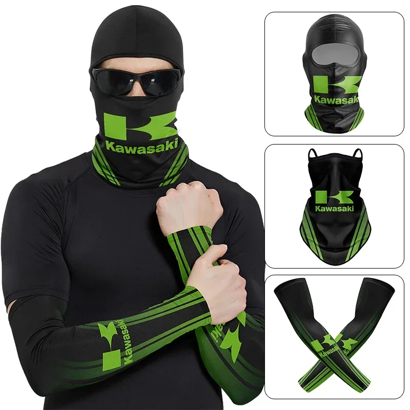 Mangas de braço da motocicleta respirável bandana máscara terno elástico frio uv proteção solar para kawasaki ZX-14R ninja zx6r ZX-6R