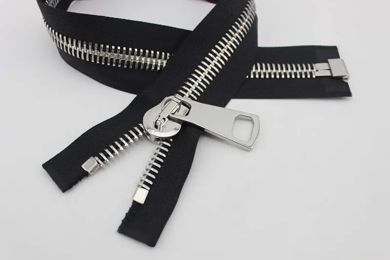 10pcs custom 50cm #15 black tape metal zipper top quality No15 big slider puller Closed-end zipper for jacket DIY bags accessory