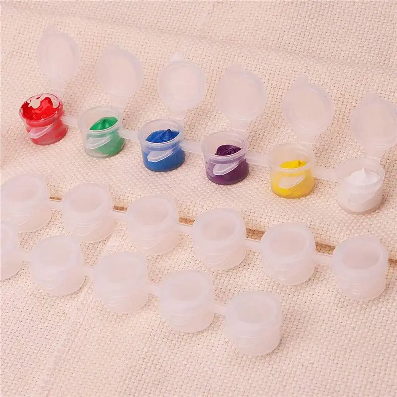 ABRI-80 Strips 480 Pots Empty Paint Strips And 80 Pieces Paint Brushes,Paint Cup Clear Plastic Storage Containers,3Ml/0.17Oz