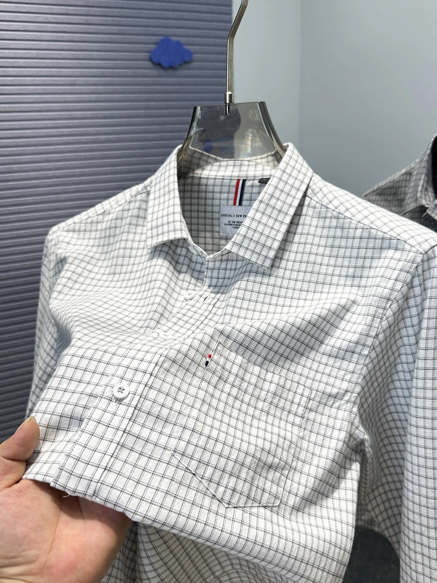 

Классическая мужская рубашка в клетку из чистого хлопка с длинным рукавом, повседневная, модная одежда для весны и осени, с карманом, дышащая и удобная.