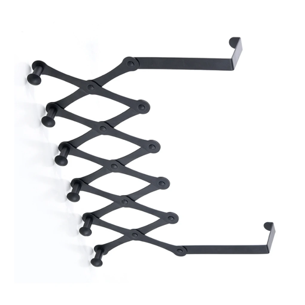 

Door Rear 6 Hooks Telescopic Overdoor Punch-free Multi-function Hanger Clothes Hat Towel Organizer for Bathroom