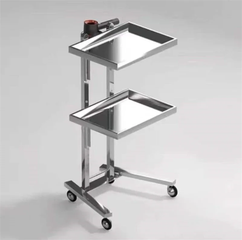 Barber Shop Metal Folding Salon Trolleys Stainless Steel Beauty Salon Perm Dyeing Trolley Mobile Tool Cart For Salon Furniture