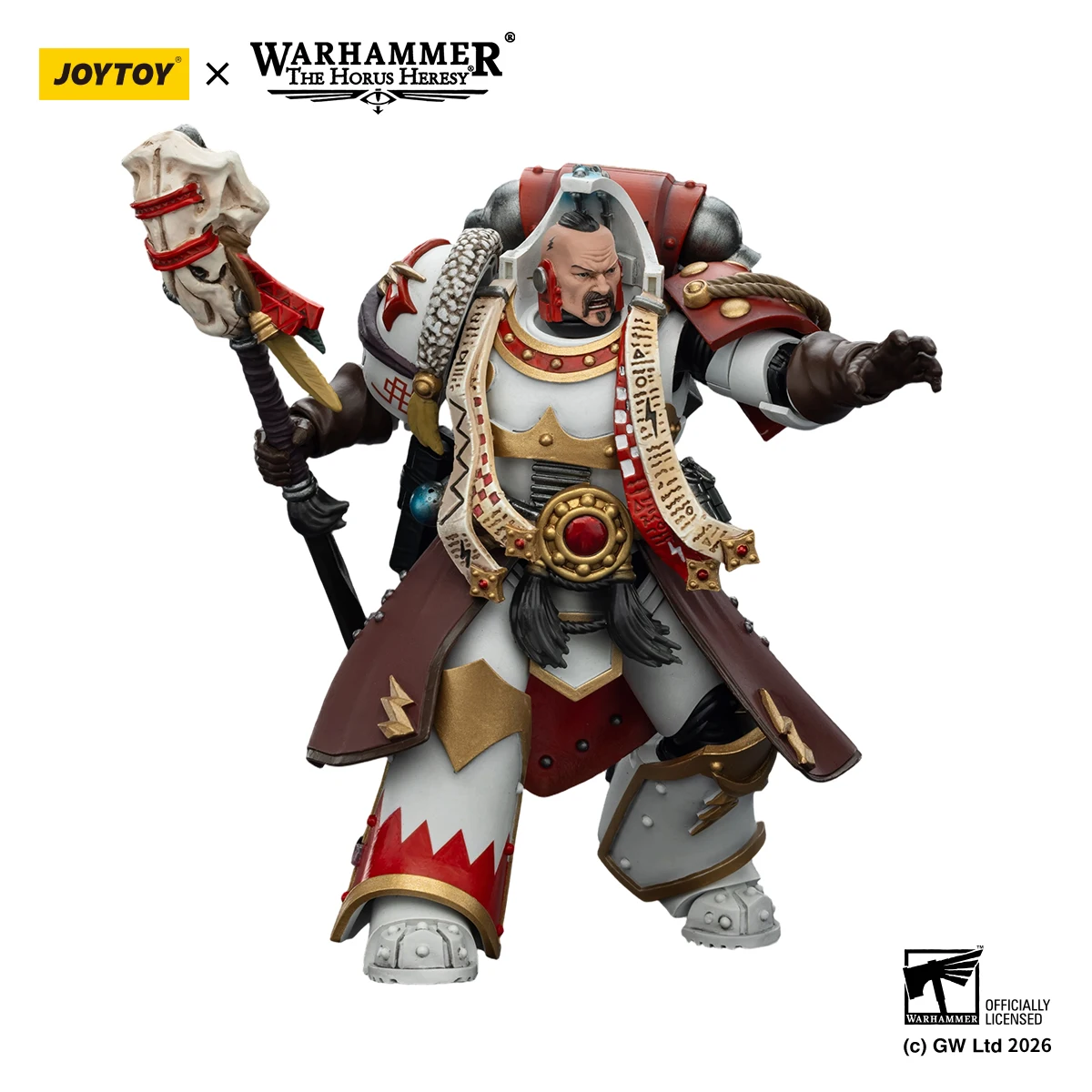 

JOYTOY White Scars Stormseer Consul Action Figure with Force Staff and Bolt Pistol 1:18 Warhammer Model Movable Dolls Collection