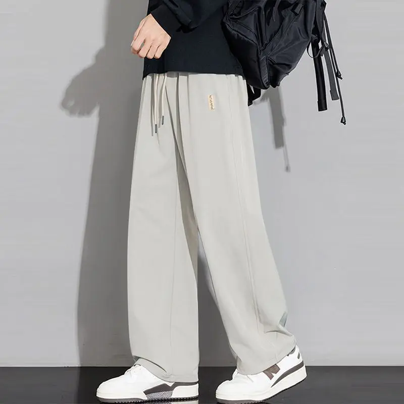 Men's Summer Ice Silk Quick Dry Pants Casual Loose Straight Leg Thin Trousers