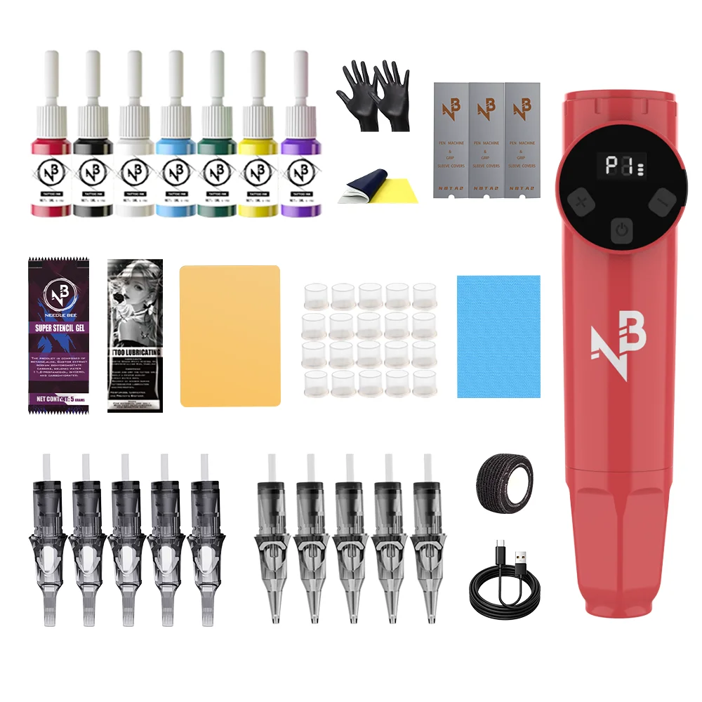 

Portable Rotary Tattoo Pen Kit Built-In 1100Mah Battery Wireless Tattoo Machine with Rich Tattoo Consumables Full Tattoo Supply Set for Daily Tattoo Creation