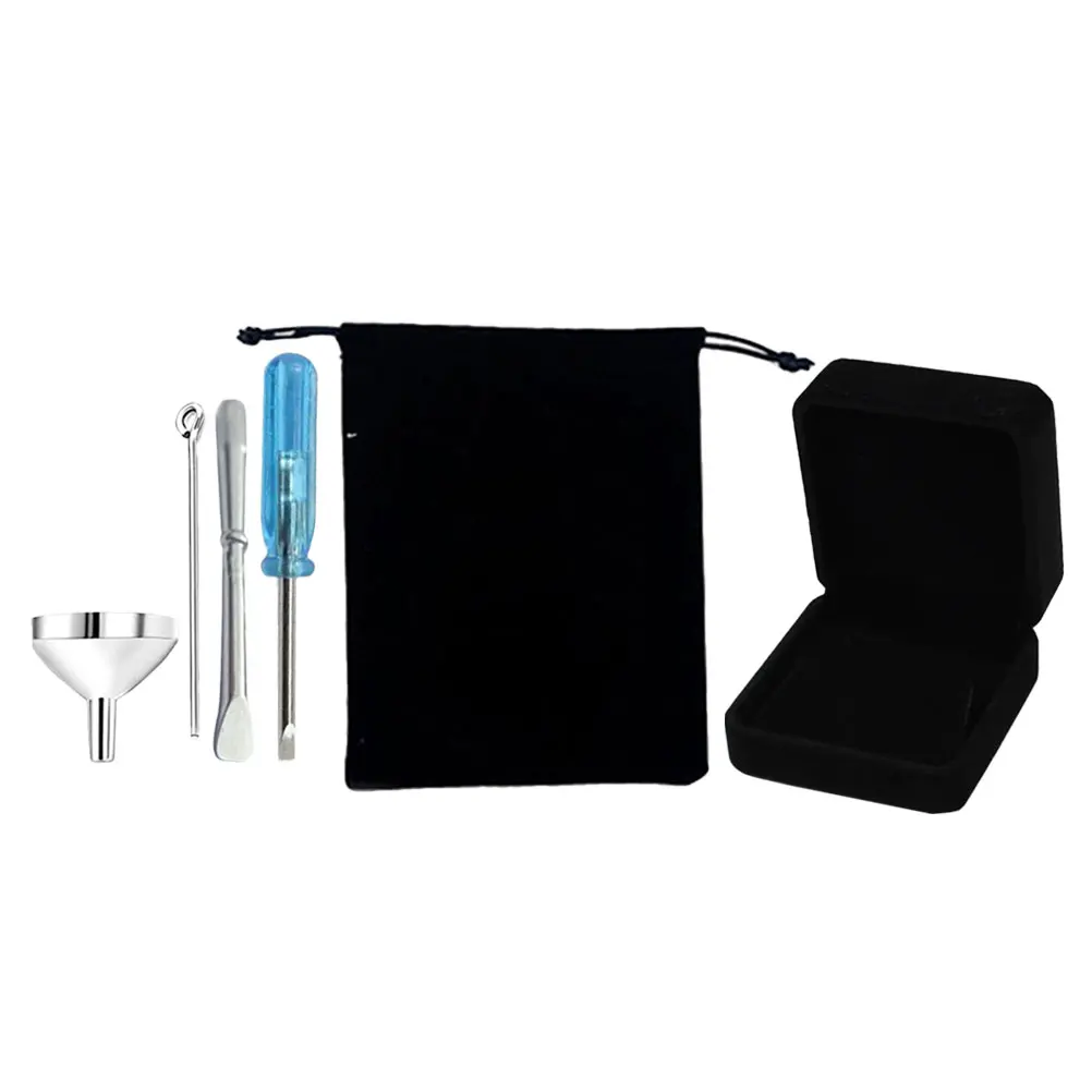 

1 set Stainless Steel Mini Funnels Small Urn Filling Kit for Ashes Jewelry Casting Tools with Blue Silver Screwdrivers