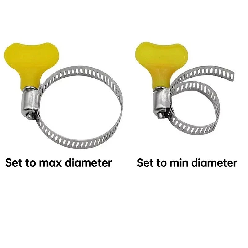5Pcs 6~32mm Adjustable Yellow Plastic Handle Hand Twist Hose Clamps Worm Driving 304 Stainless Steel Pipe Clips For Tube