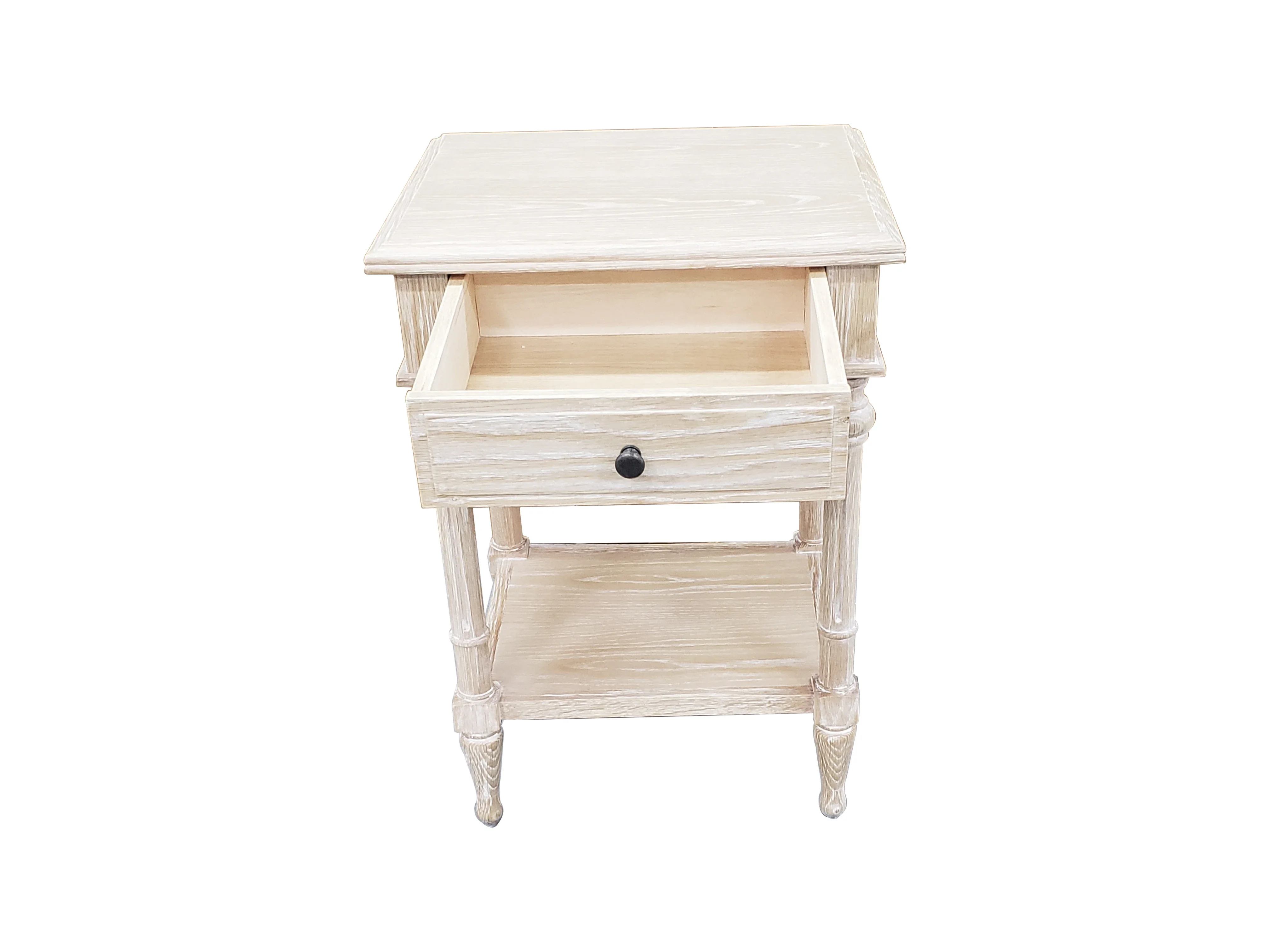 

--Modern Luxury White Oak Wood Hand Craft Narrow Small Bedside Table Beige For Bedroom