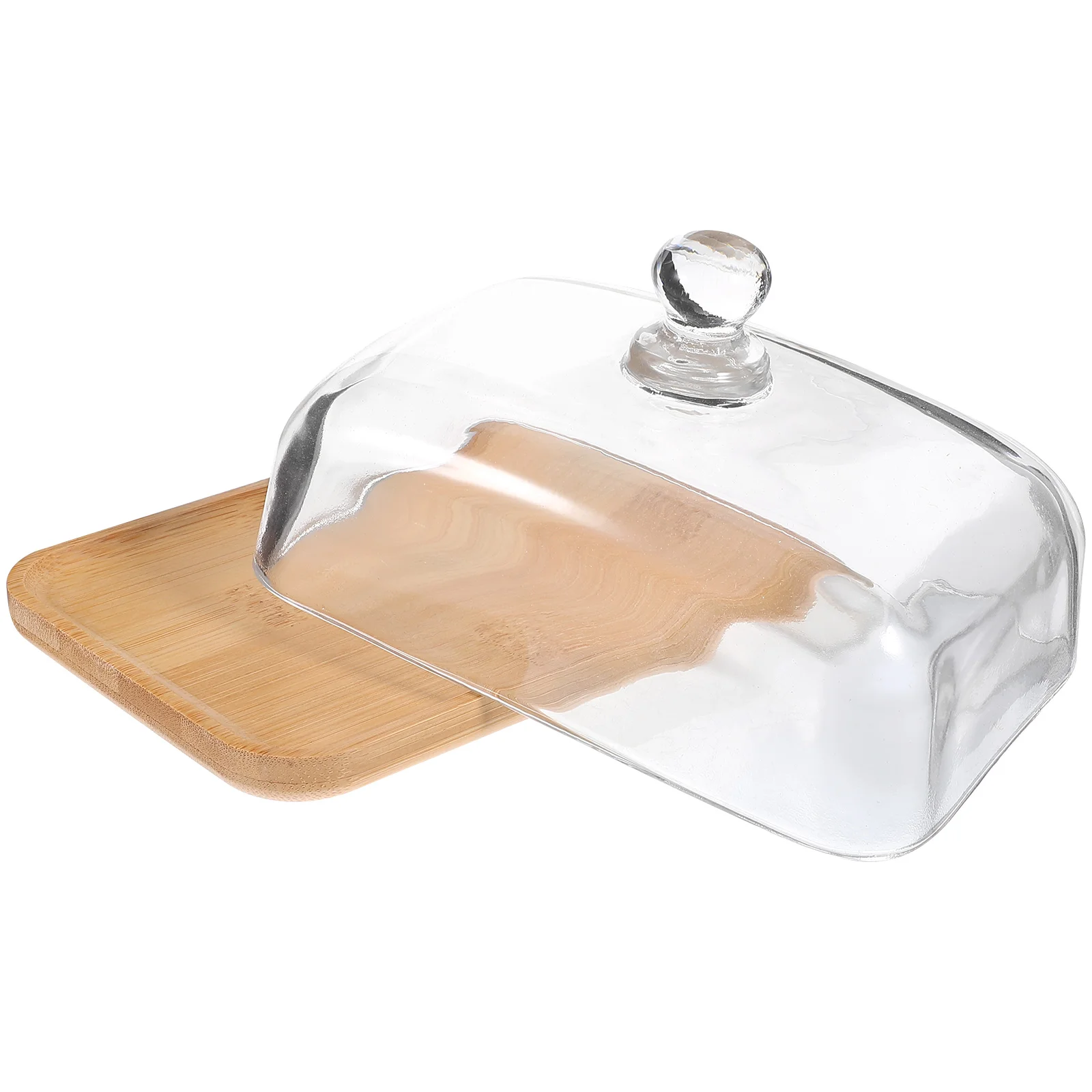 

1 set 1 Set Glass Dessert Tray With Handle Transparent Cake Storage Holder For Kitchen Home Use Household Accessory Cake Plate