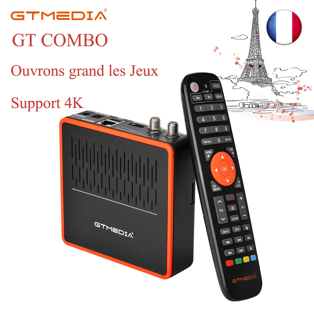 

GTMEDIA GT COMBO Android 9.0 TV BOX + DVB-S/S2/S2X support 4K ultra high definition built-in Wifi support Paris, France