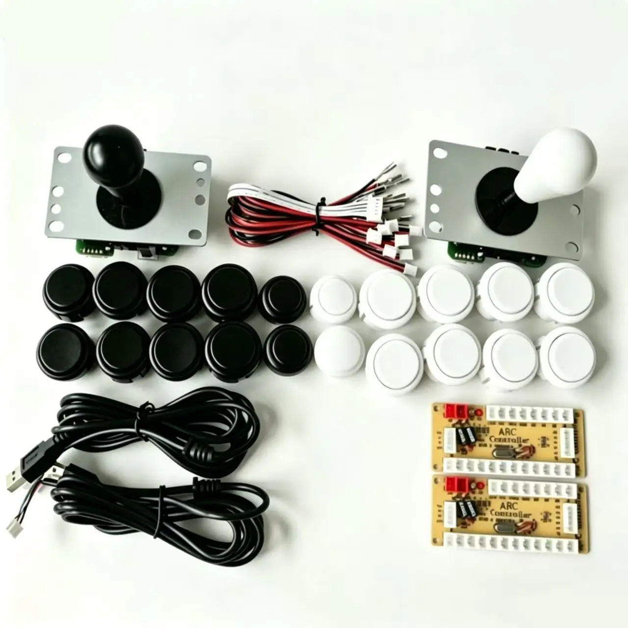 Arcade Joystick and Push Button Kit with Zero Delay USB Encoder, Multiple Color Options for PC and Raspberry Pi