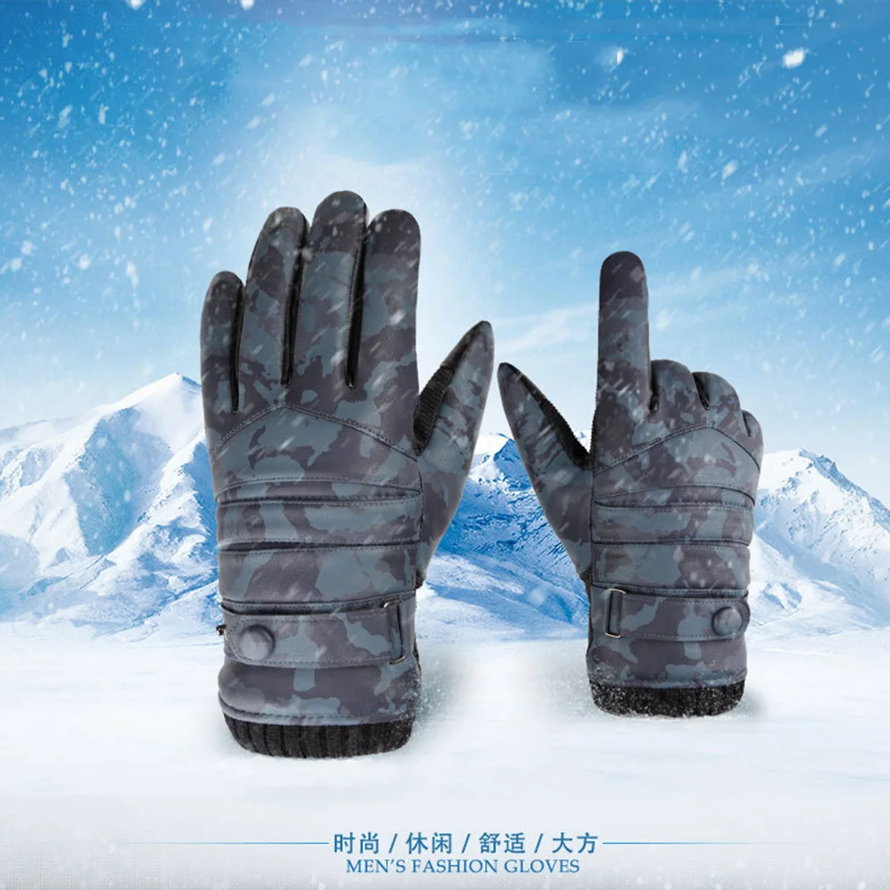 

1Pair Thicken Windproof Gloves Breathable Camouflage Design Waterproof Suitable for Running Rafting Paddling Canoeing Camping