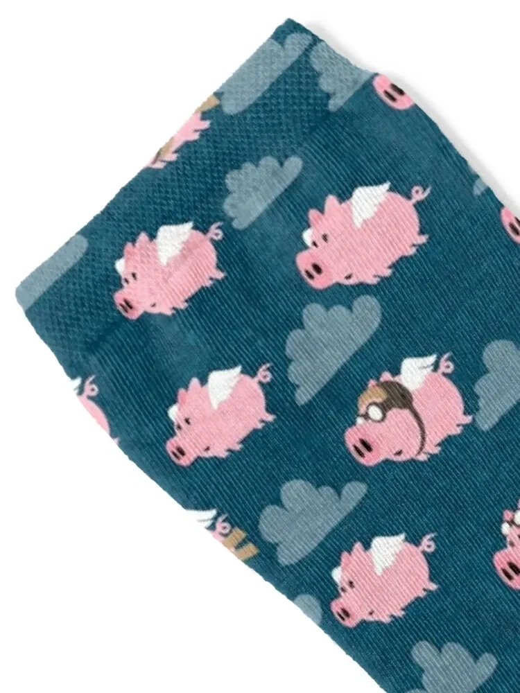 Aviator Pigs - flying pigs (dark blue) Socks man kids Men's Socks Women's