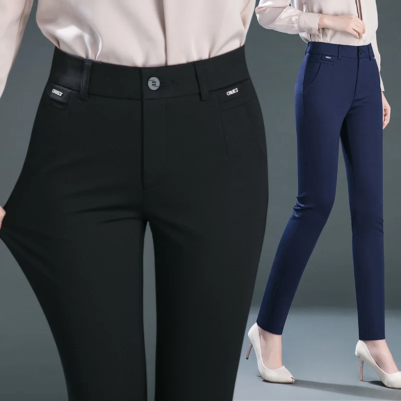 Multiple Pockets Y2k Clothes Straight Leg Pants Elegant Woman Dress Pants Women\'s Stretch Casual Trousers Clothing