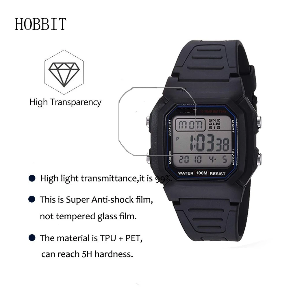 For Casio W800H-1AV Nano Explosion-proof Screen Protector High Definition Anti-shock Screen Guard For casio Classic Sprot Watch