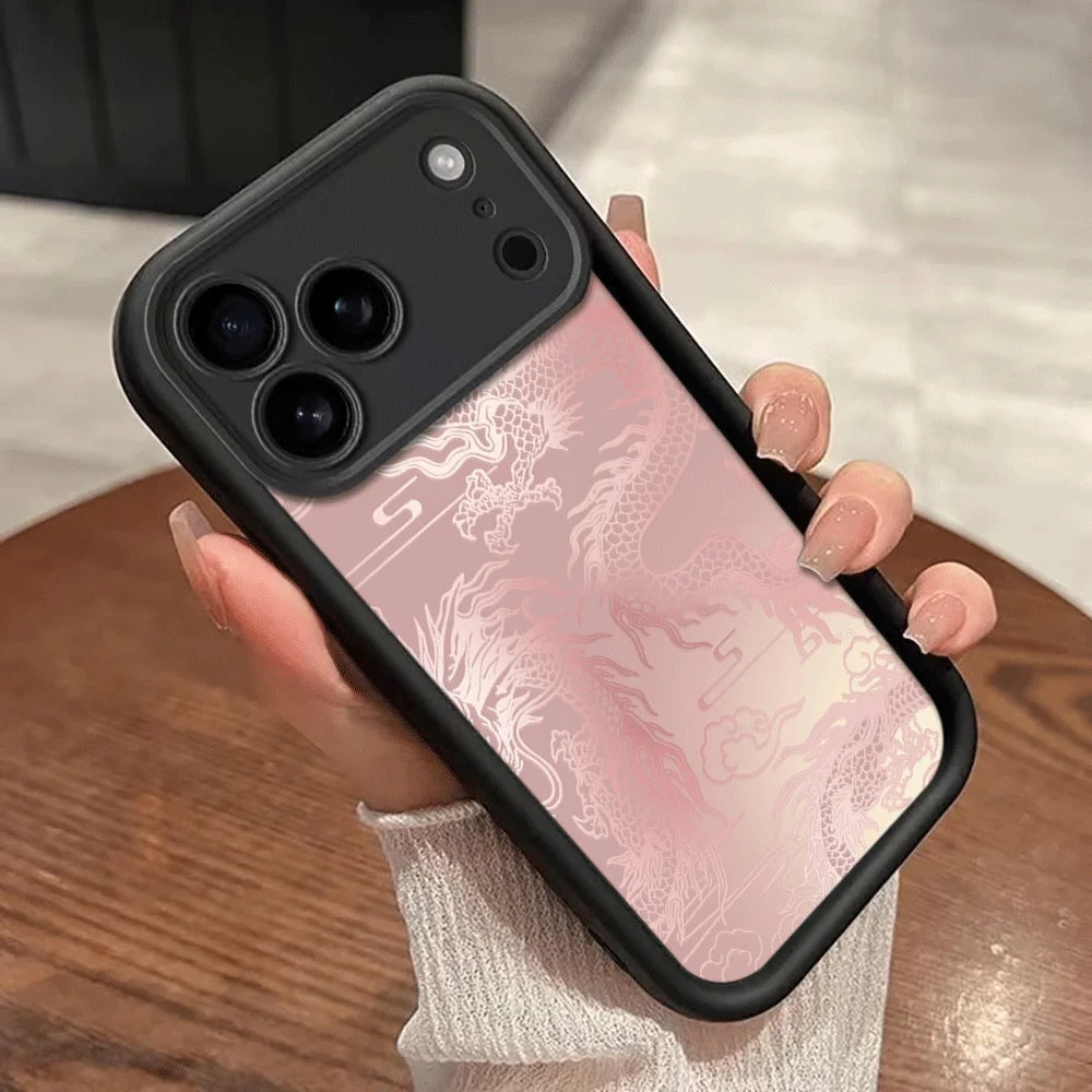 Hellweiße Drachenmuster-Handyhülle mit Trageriemen für iPhone 13 14 15 16 17 Pro Max 15 14 Plus 17E Stoßfeste Matte Silikonhülle – Detail 6
