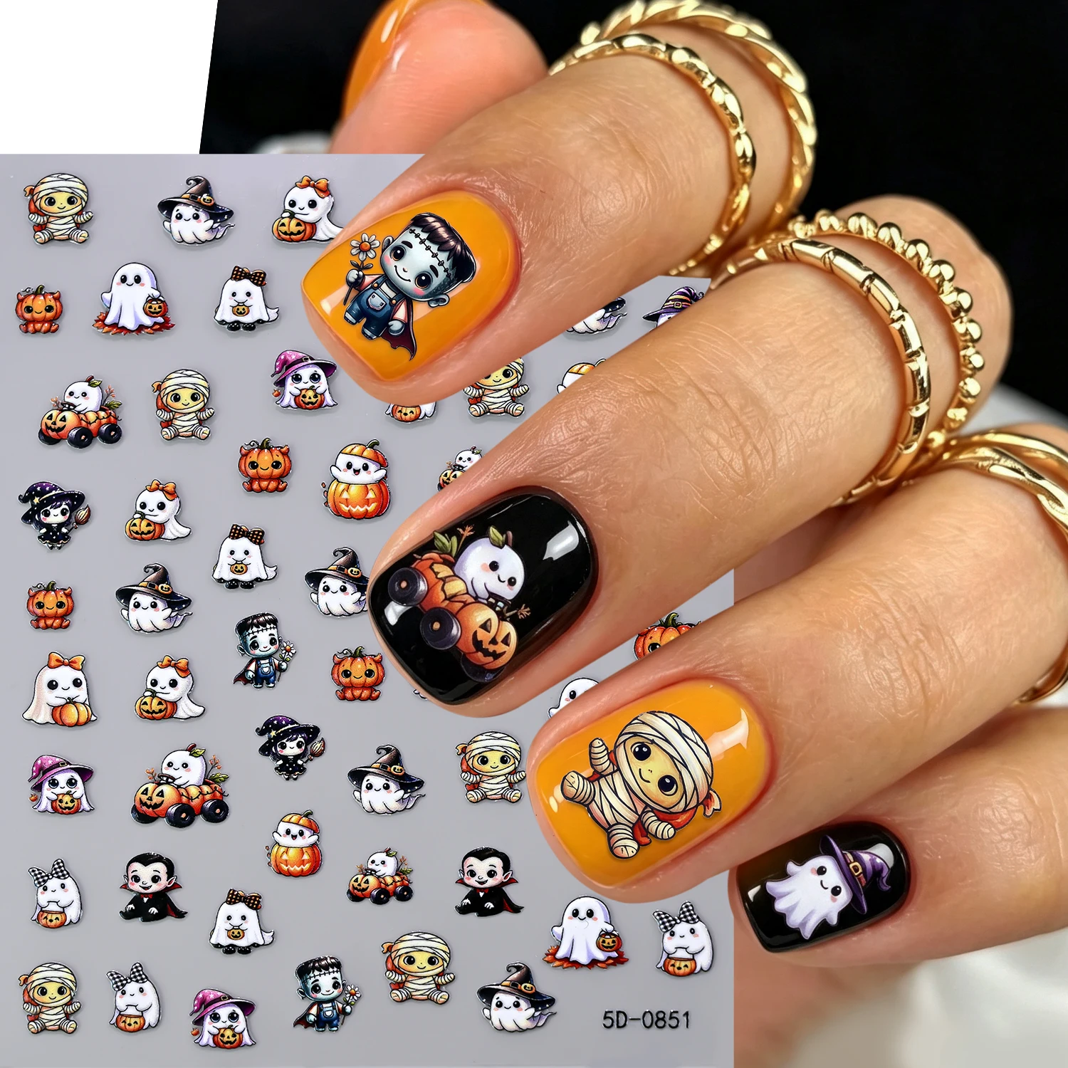 1枚入りのかわいいハロウィンネイルアートステッカー 5Dカー - Nail Art Vampire のレビューと価格