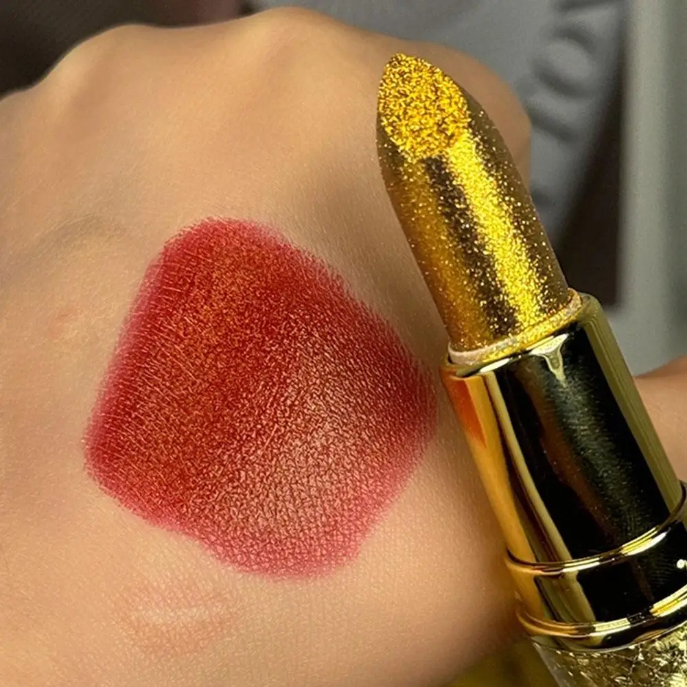 2 farben Diamant Perlglanz Lippenstift Glitter Shiny Langlebige Lip Nicht-stick Lippenstift Tasse Make-Up Lippen Tönung Rot Sexy X6H1