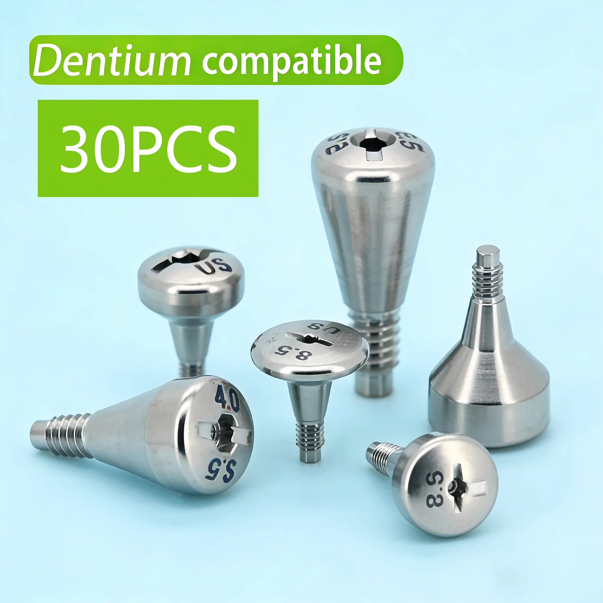 30Pcs Dental Healing Abutment, TC5ELI Titanium Healing Cap, High Precision Compatible with Dentium Implant System