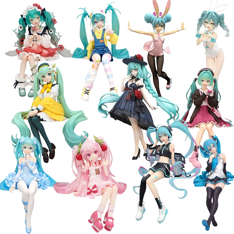 本物の初音ミクロリポップアネモネミクドレスアップ旅行用バニーガールブラックスターレッドホワイトフィギュアモデルコレクターおもちゃギフト
