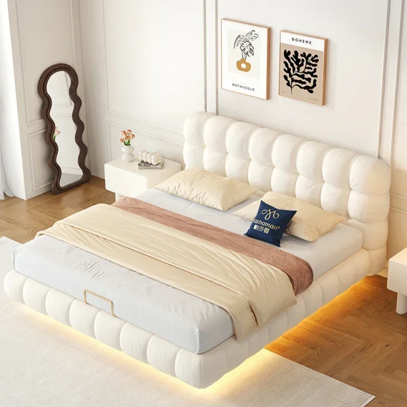 

Salon Modern Simple Double Bed Frame White Princess Queen Bed Light Luxury Cama Matrimonial Service Muebles Trendy Furniture