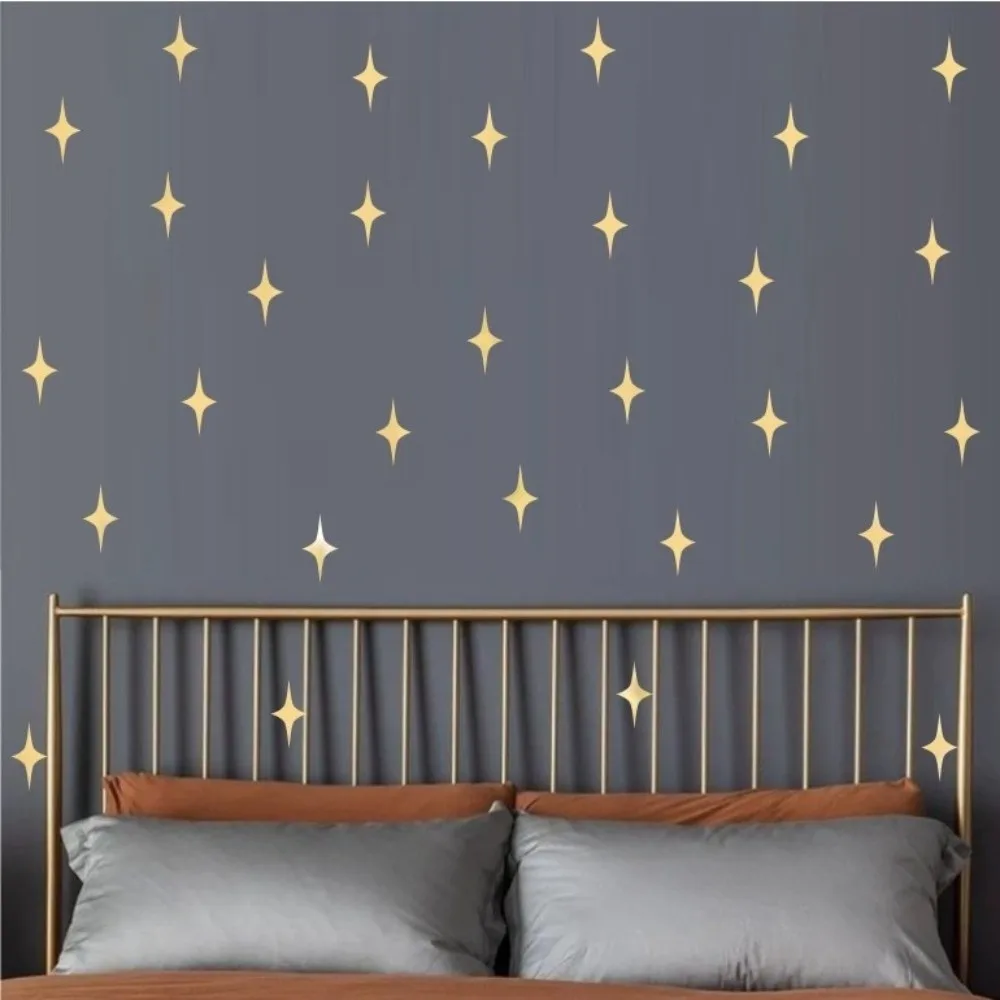 5/10/50Pcs Removable Wall Art Decals Stickers Self Adhesive 3D Home Decor Sticker Star Shape Mirror Effect Wall Stickers