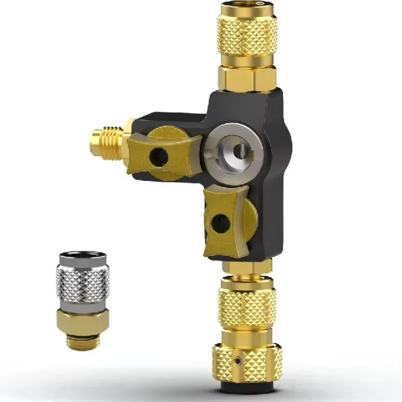 1/4 Inch 5/16 Inch 20 Micron Pneumatic Brass Dual Spool Disassembly Tool for R32/R410A/R22/R12 Air Conditioners