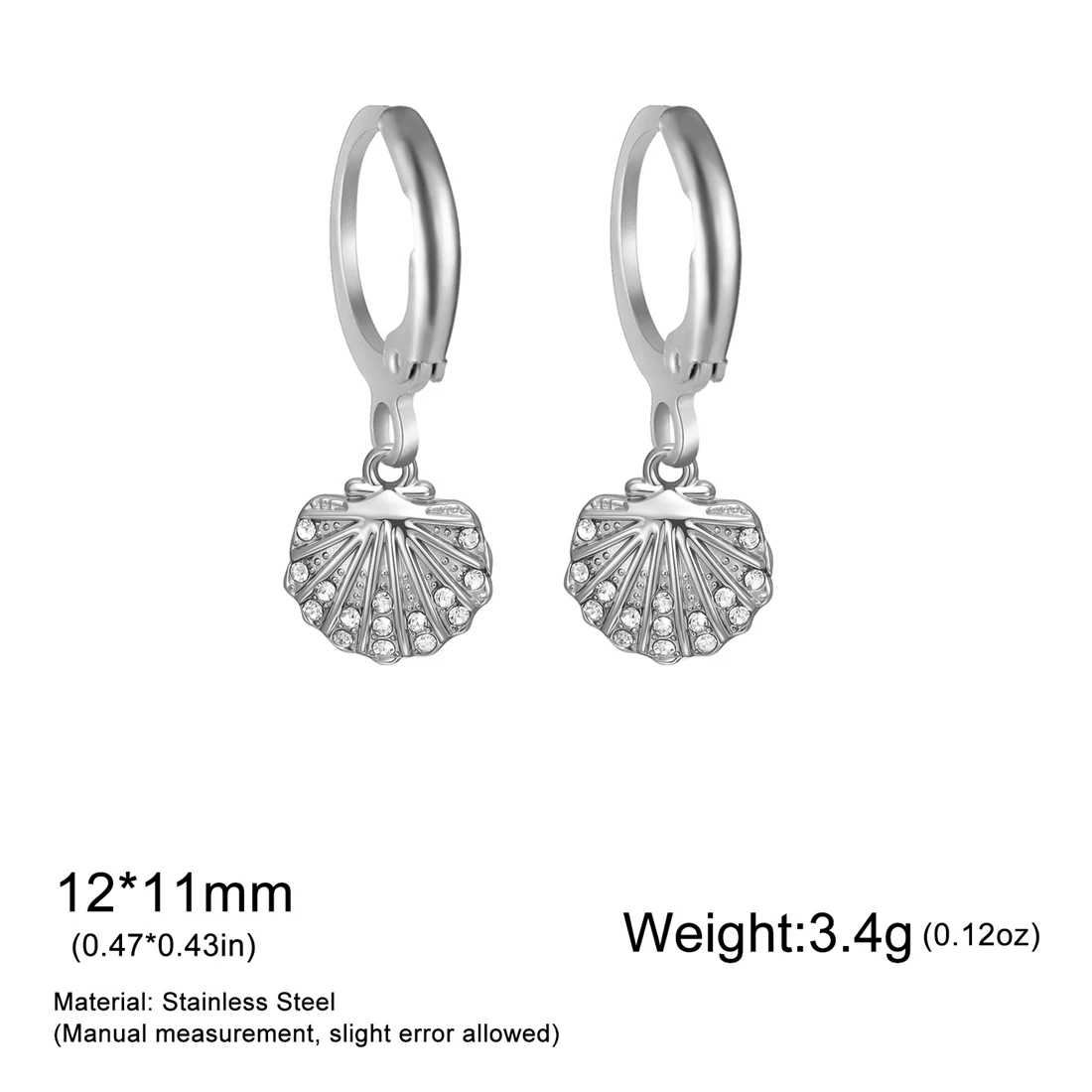 Eueavan Zirkon-Seestern-Muschel-Creolen aus Edelstahl, geometrische Ohrringe für den Sommerurlaub am Strand, für Damen, Party-Schmuck, Geschenk – Detail 21