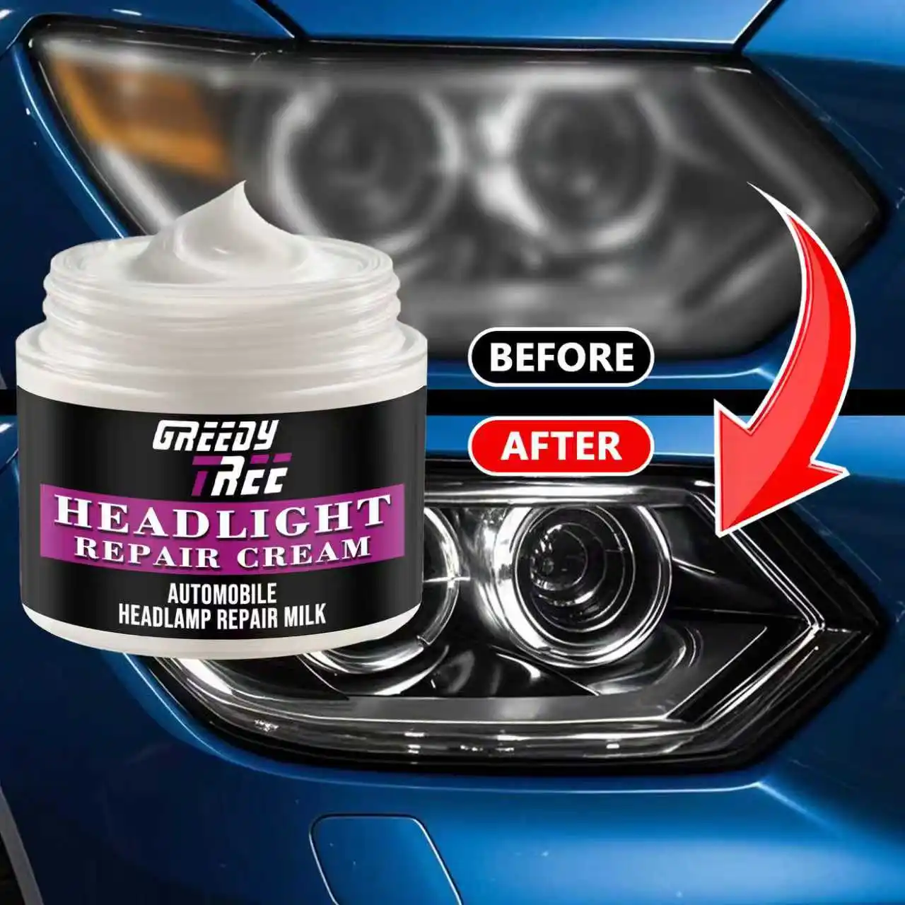 

Car Headlight Restoration Kit Polishes & Waxes for Refurbishment, Yellowing Reduction,Oxidation Prevention & Defogging Enhances
