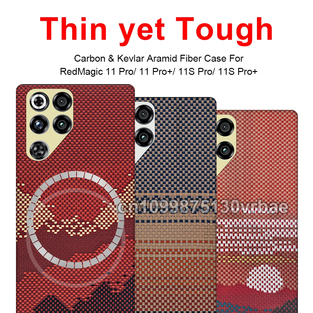 

600D Real-thin Carbon Fiber Phone Case for red magic 11 pro/11 pro+/11s pro/11S Pro+ case Aramid Fiber fabric thinhard Magnetic