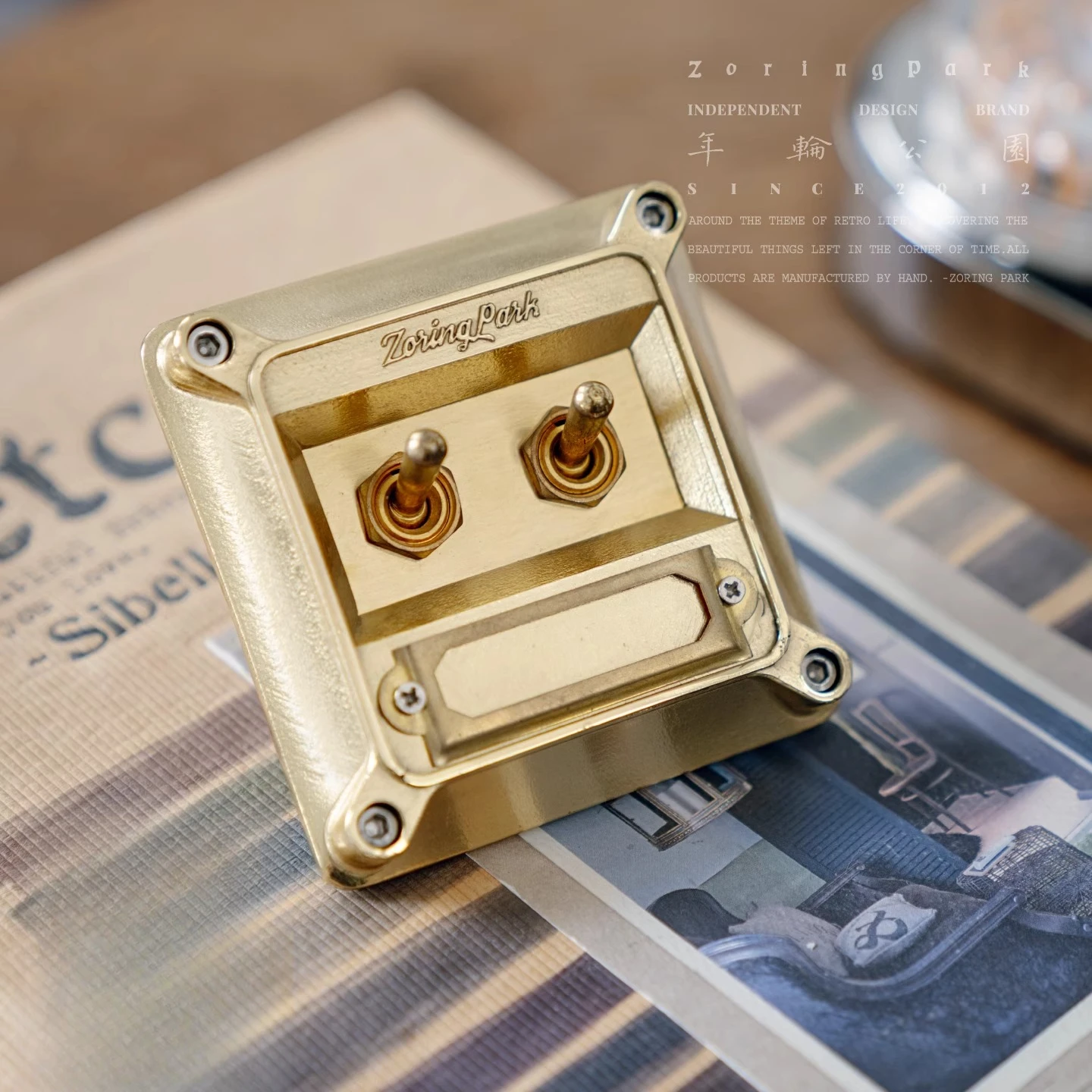 

Vintage single/double lever switch aluminum brass panel