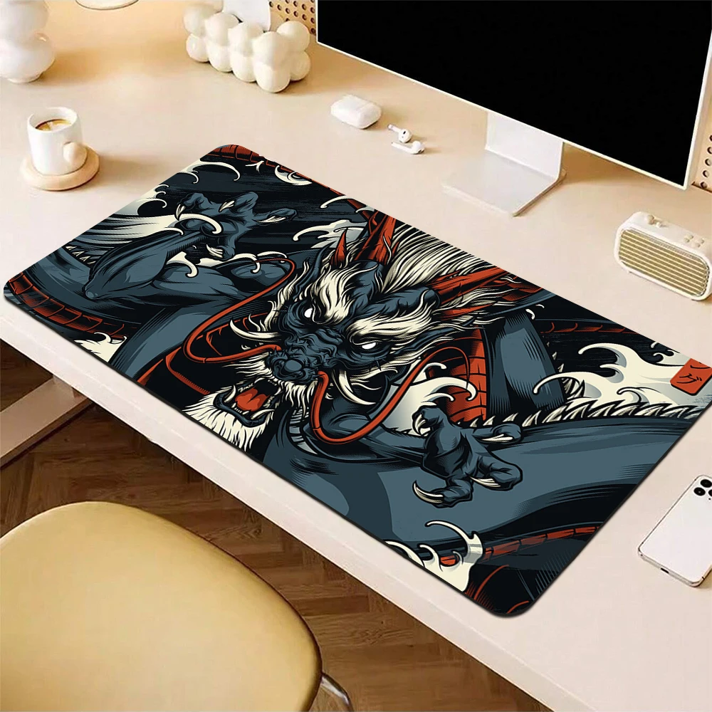 Large Dargon Mouse Pad Gamer Non-Slip Gaming Mousepad Big Anime Mouse Mat Art Computer Desk Mat Locking Edge Office Keyboard Pad