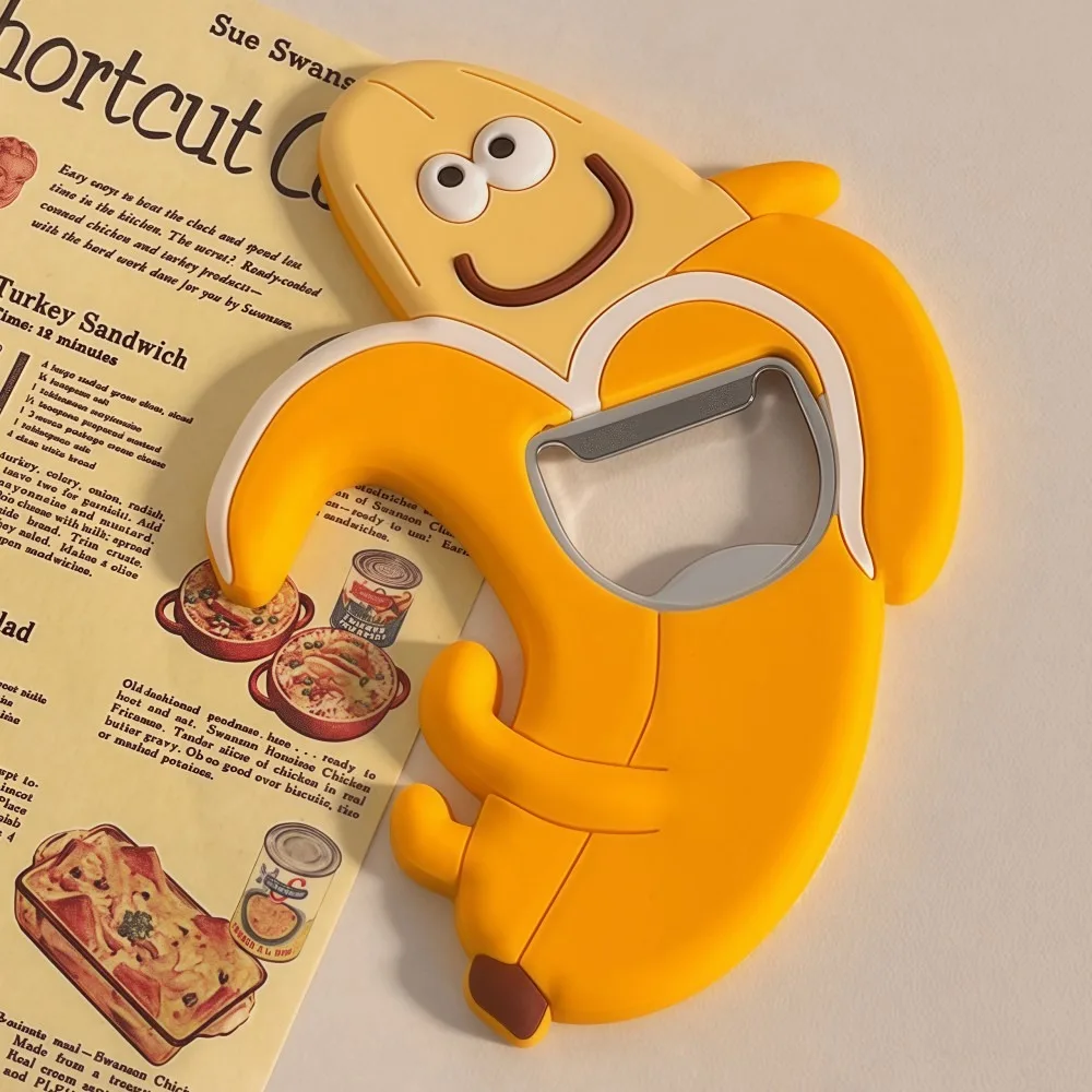 Abridor de botellas magnético para nevera, abridor de botellas de coca cola y hamburguesa con forma de plátano, abridor de botellas de cerveza de piña de acero inoxidable