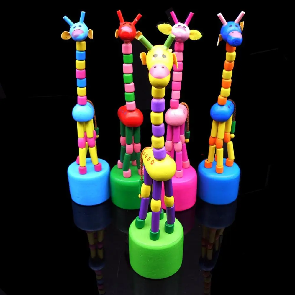 

Early Kid Gift Decoration Cartoon Home Wooden Standing Toy Animal Toys Colorful Puzzles Dancing Rocking Giraffe Toy Giraffe