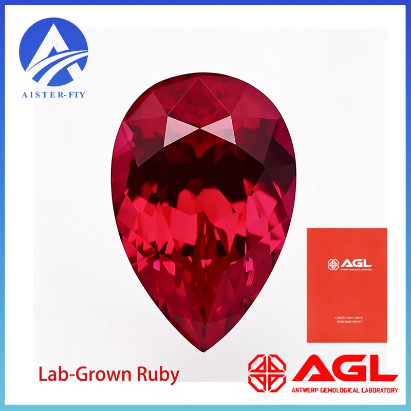 

Лабораторно выращенный рубин цвета «голубиная кровь», грушевидной огранки, свободный камень, с сертификатом AGL для изготовления ювелирных изделий