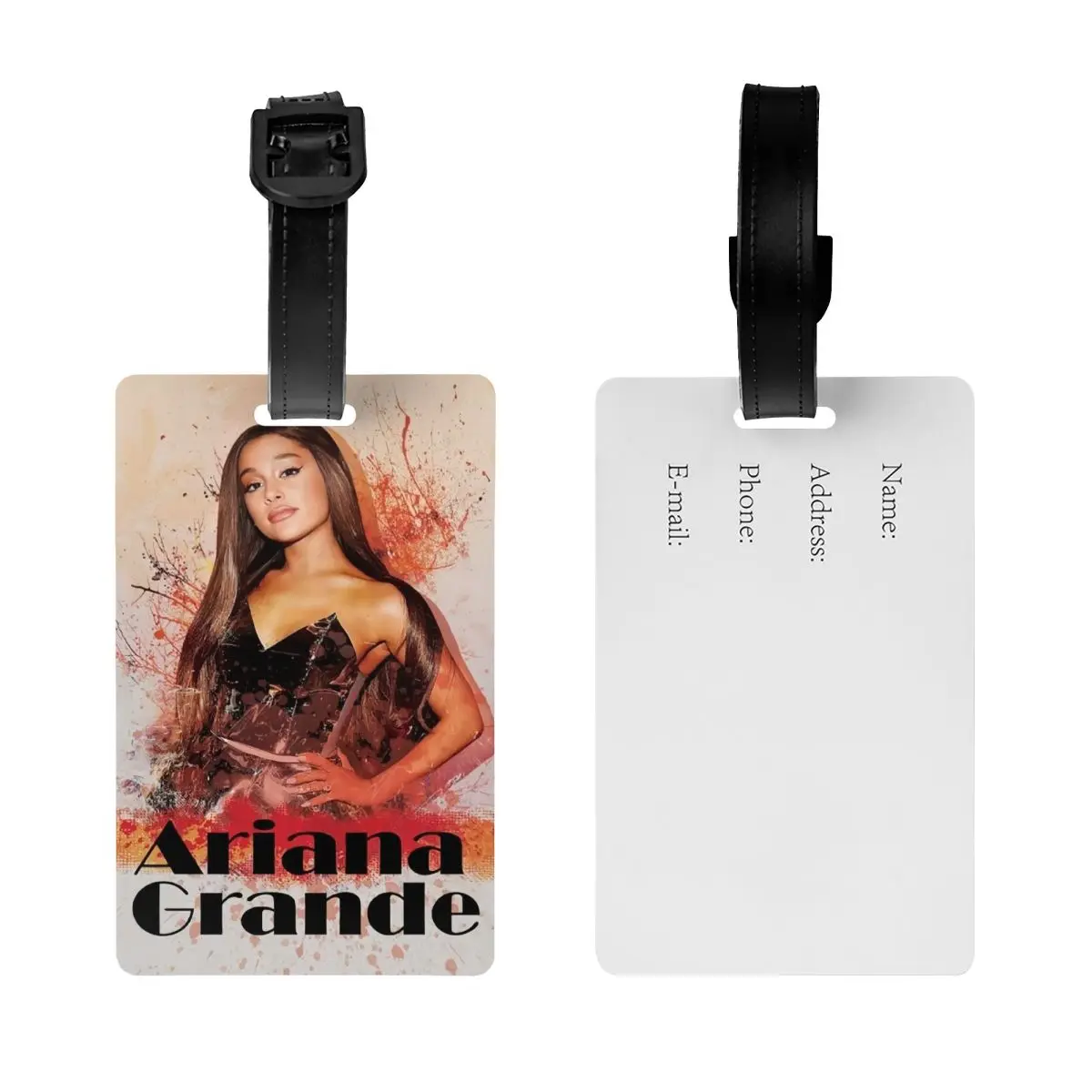 Custom Ariana Grande Pop Music Luggage Tag Custom American Singer Baggage Tags Privacy Cover Name ID Card