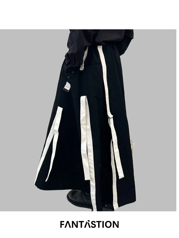 FANTASTION 오리지널 클라우드 스플라이스 와이드 레그 팬츠 입체 컷 유니섹스 루즈 오버사이즈 캐주얼 시크 바지
